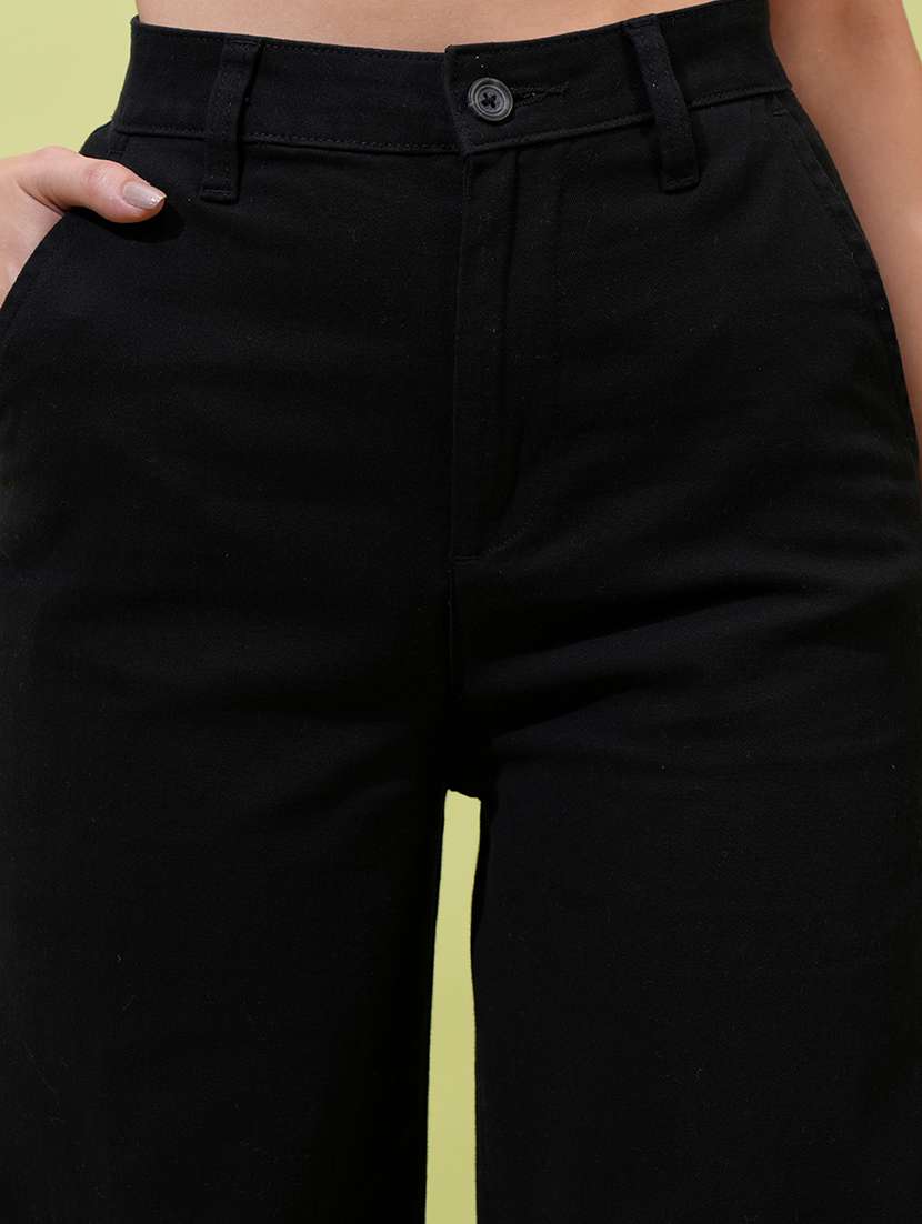 women black cotton straight trouser - 22462387 -  Standard Image - 1