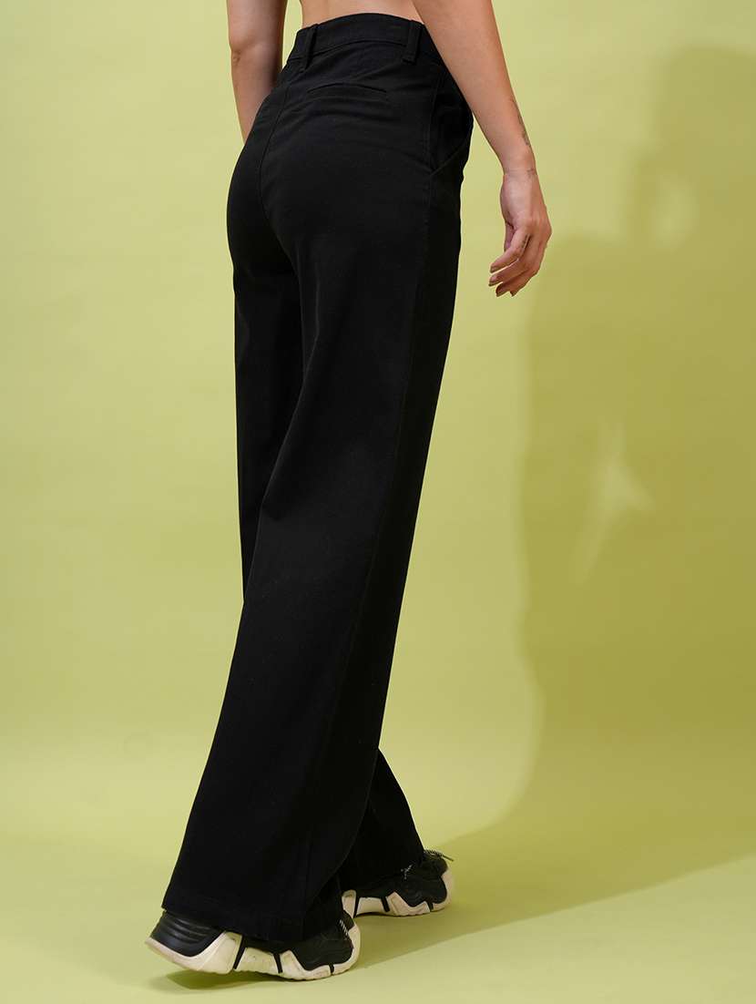 women black cotton straight trouser - 22462387 -  Standard Image - 4