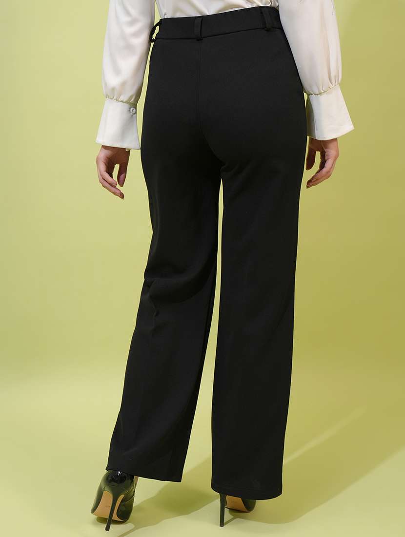 women black polyester straight trouser - 22462395 -  Standard Image - 4