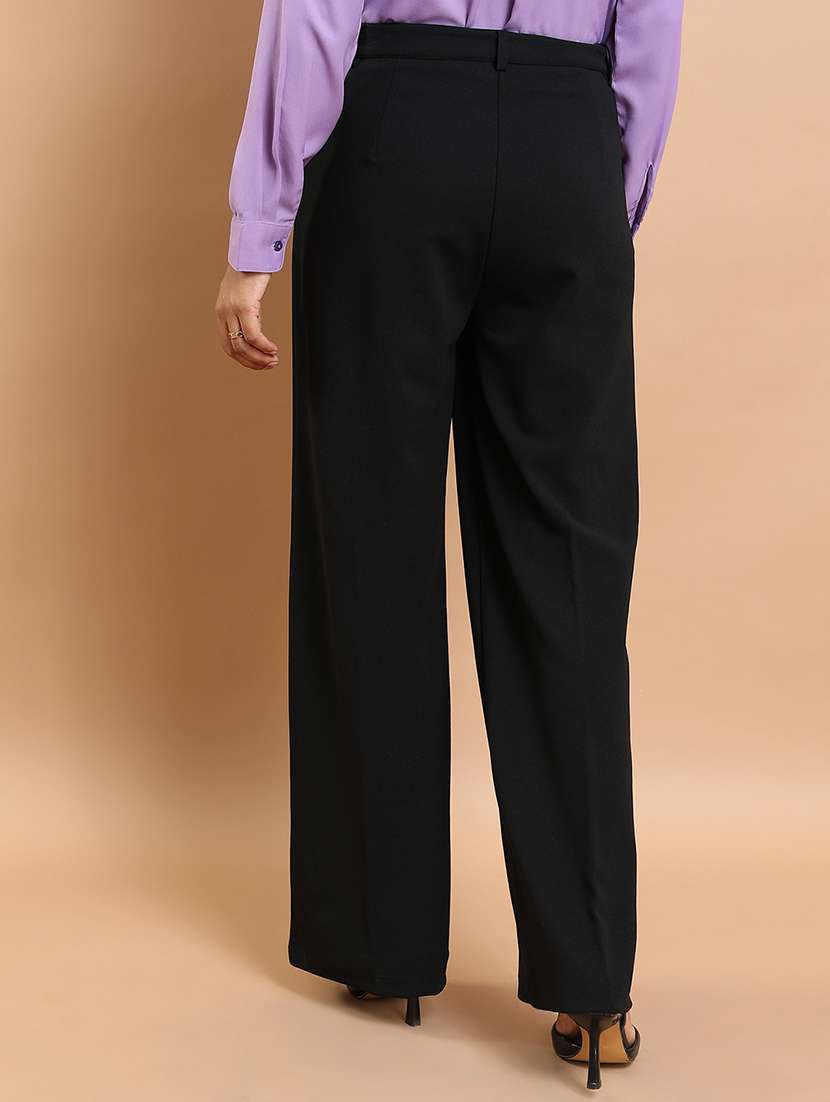 women black polyester straight trouser - 22462402 -  Standard Image - 4