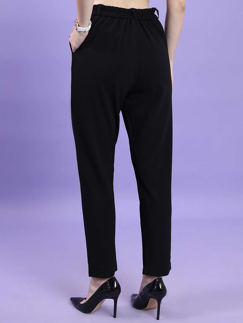 women black polyester straight trouser - 22462406 -  Standard Image - 4