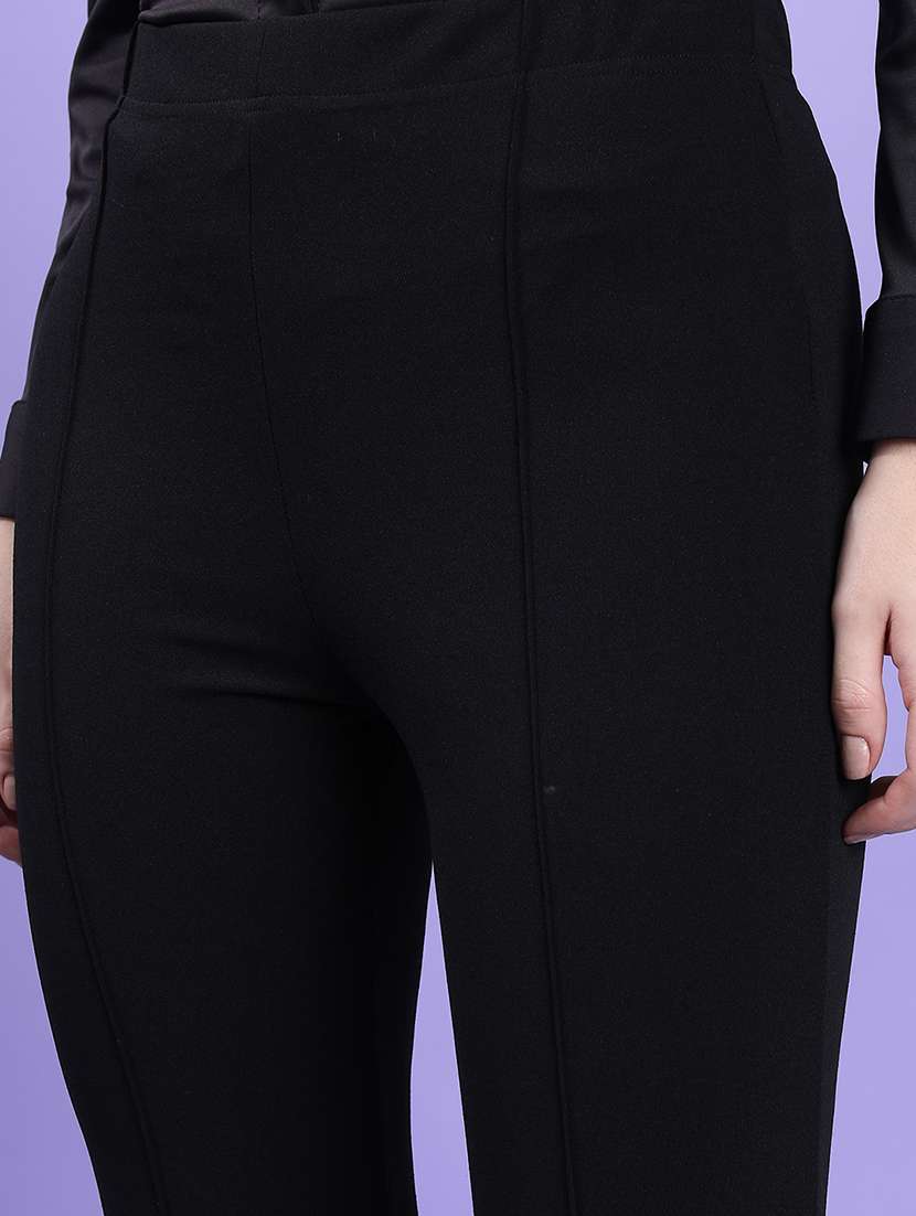 women solid mid rise bootcut trouser - 22462407 -  Standard Image - 1