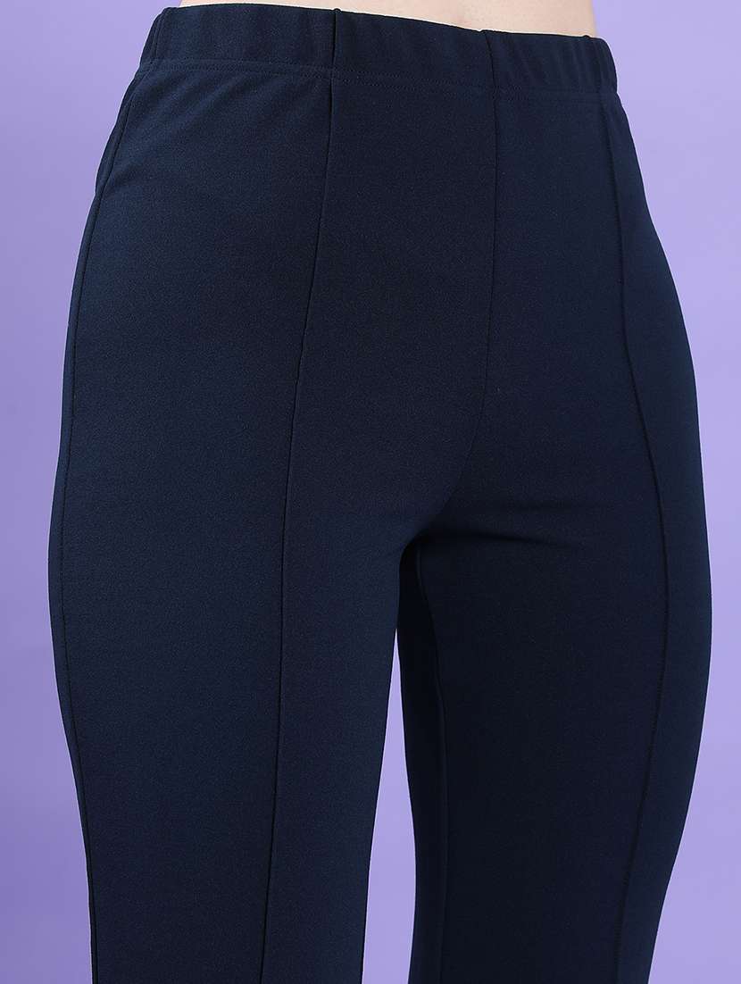 women solid mid rise bootcut trouser - 22462408 -  Standard Image - 1