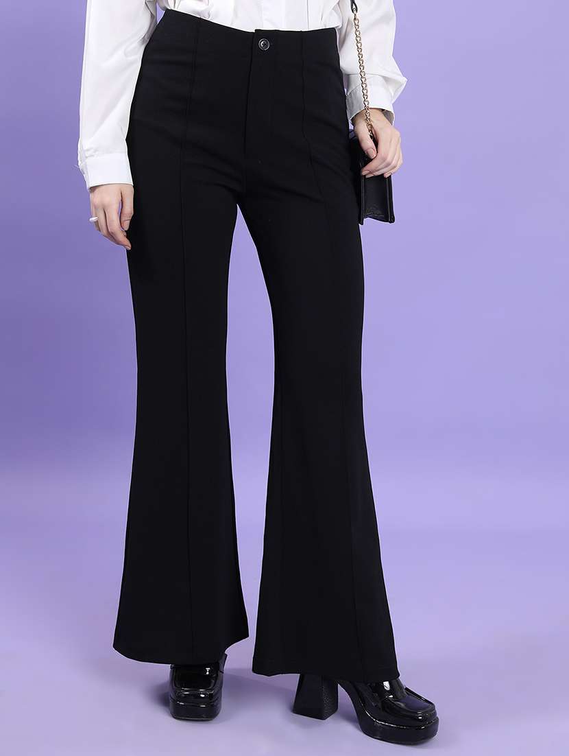 black polyester trousers