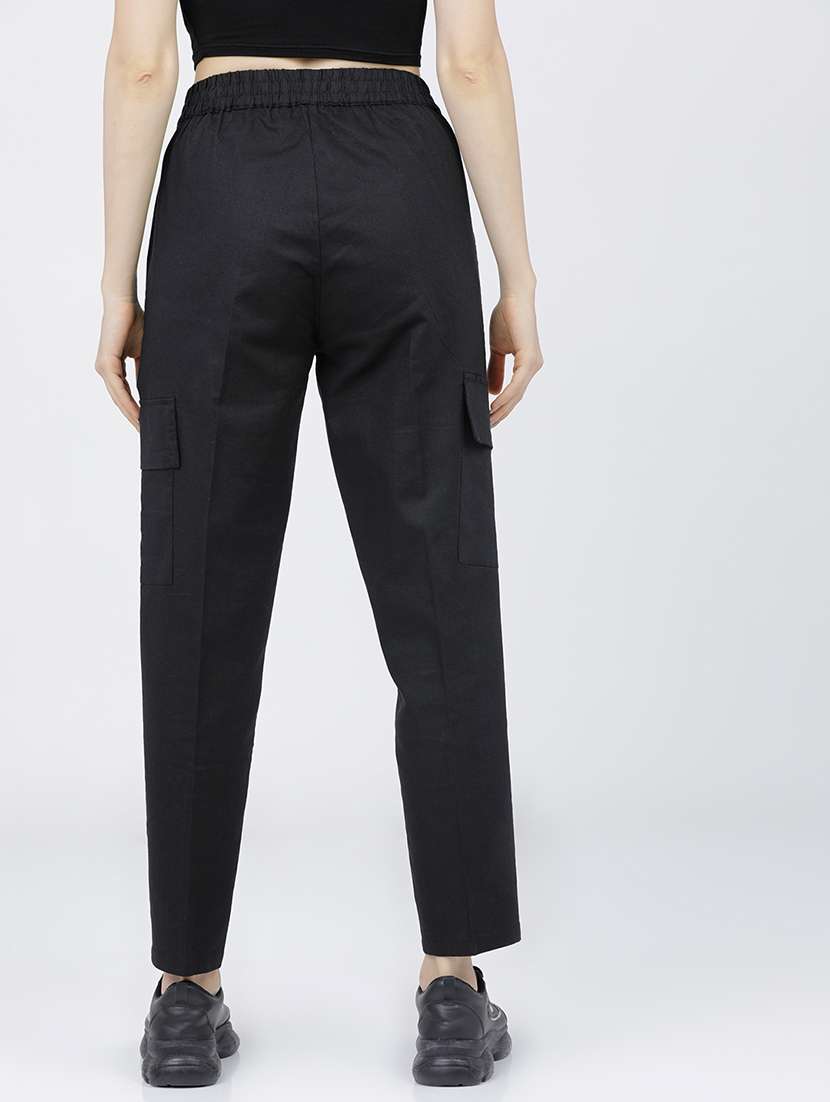 women black cotton cargos trouser - 22462417 -  Standard Image - 4