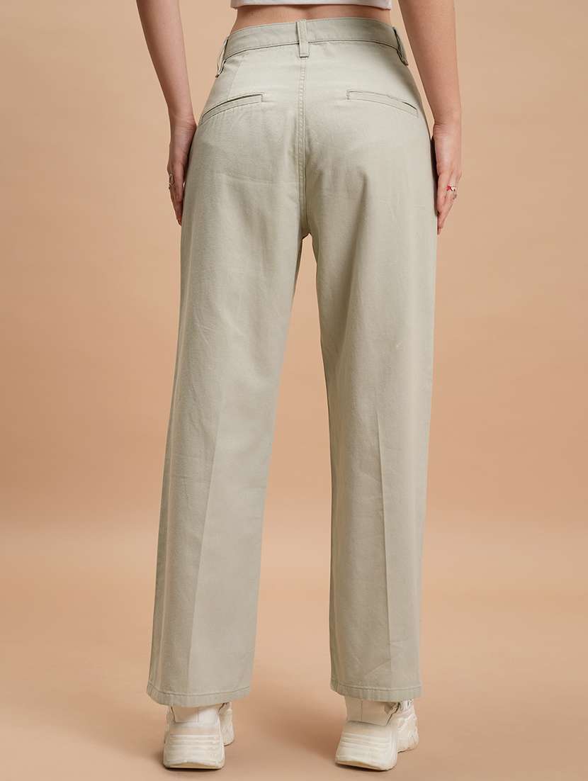 women grey cotton straight trouser - 22462419 -  Standard Image - 4