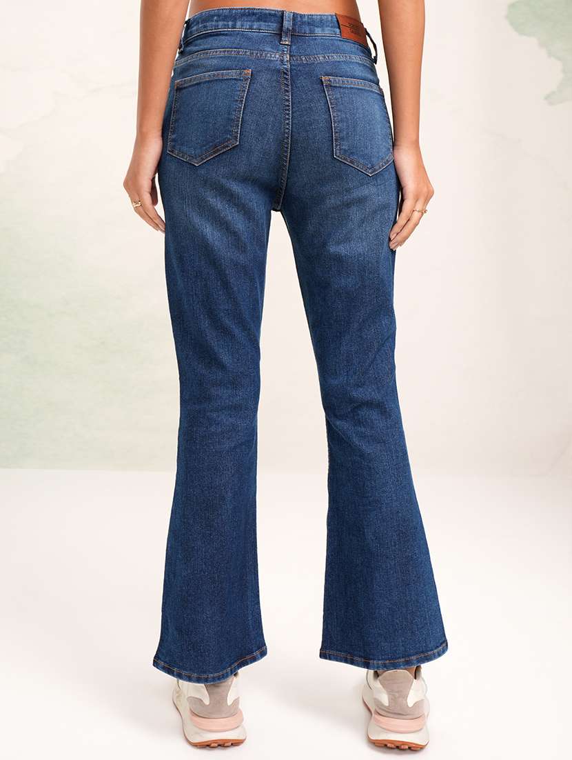 Women Solid Mid Rise Bootcut Trouser - 22462425 -  Standard Image - 4