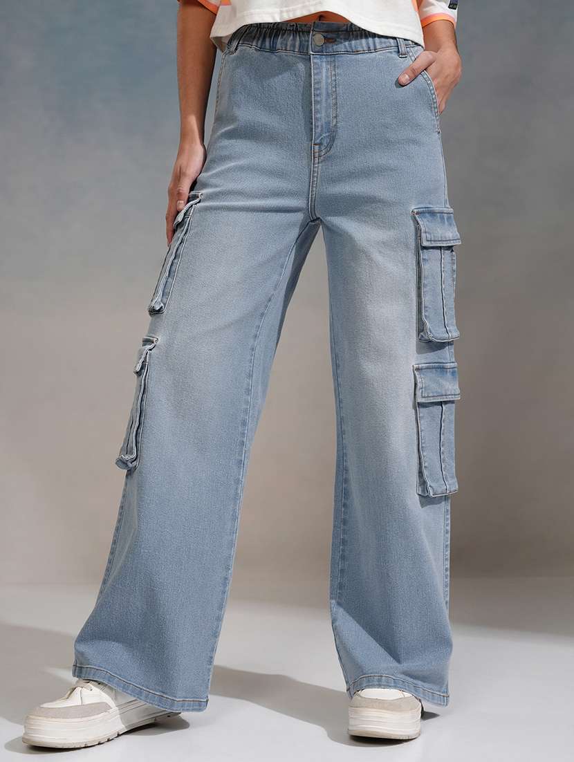 women blue cotton jean