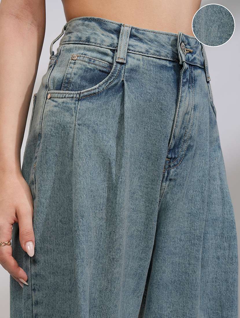 women blue cotton jean - 22462437 -  Standard Image - 1