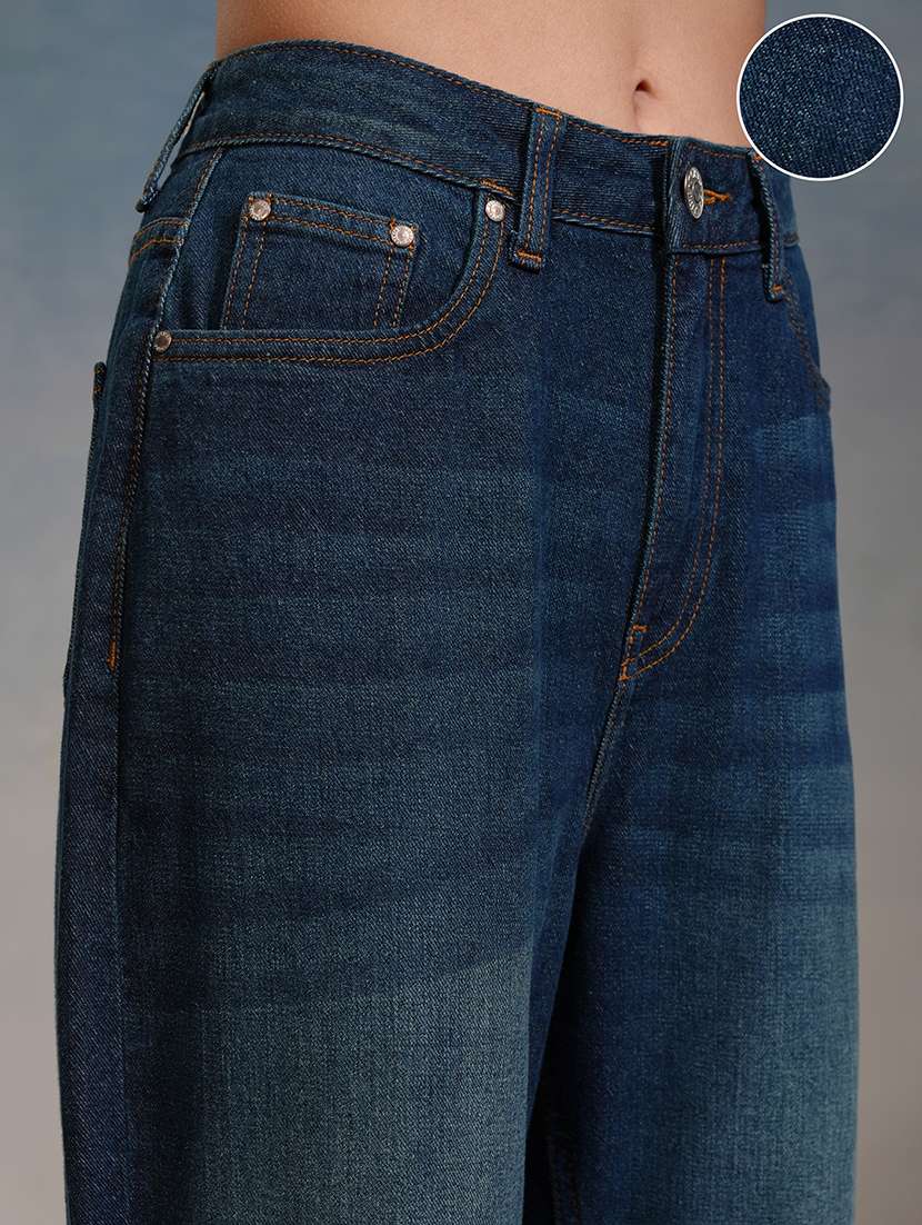 women blue cotton jean - 22462438 -  Standard Image - 1