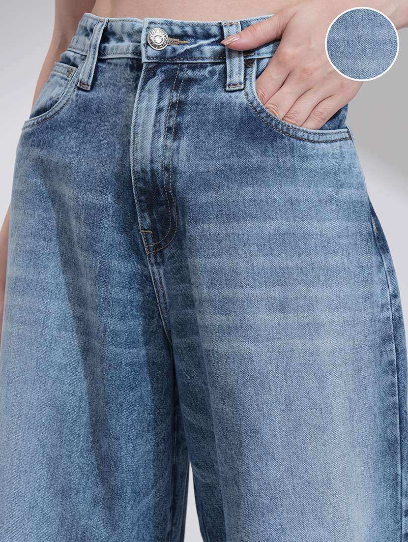 women blue cotton jean - 22462446 -  Standard Image - 1