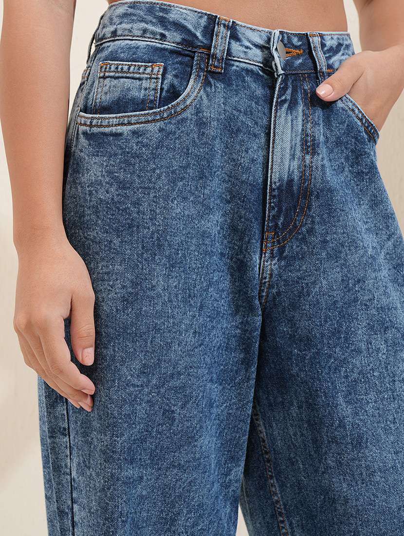 women blue cotton jean - 22462450 -  Standard Image - 1