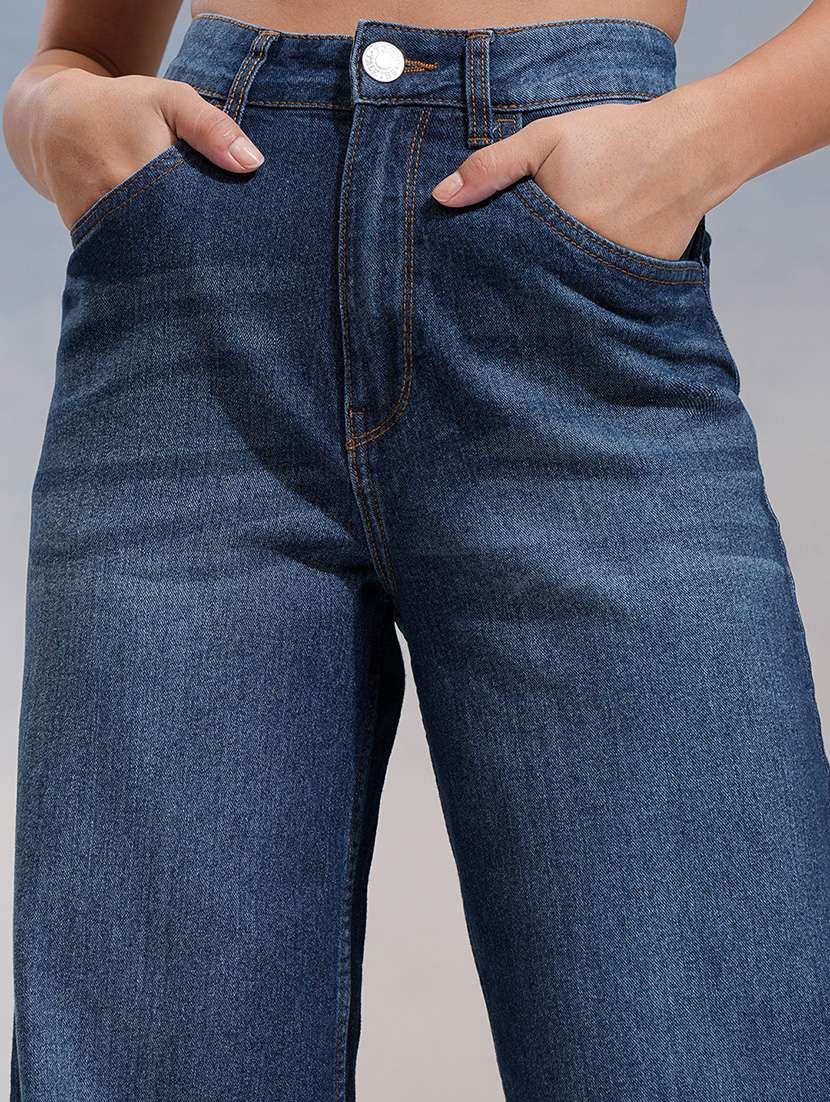 women blue cotton jean - 22462458 -  Standard Image - 1