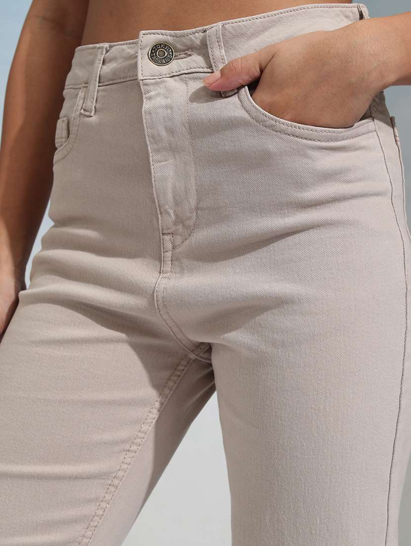 women beige cotton jean - 22462461 -  Standard Image - 1