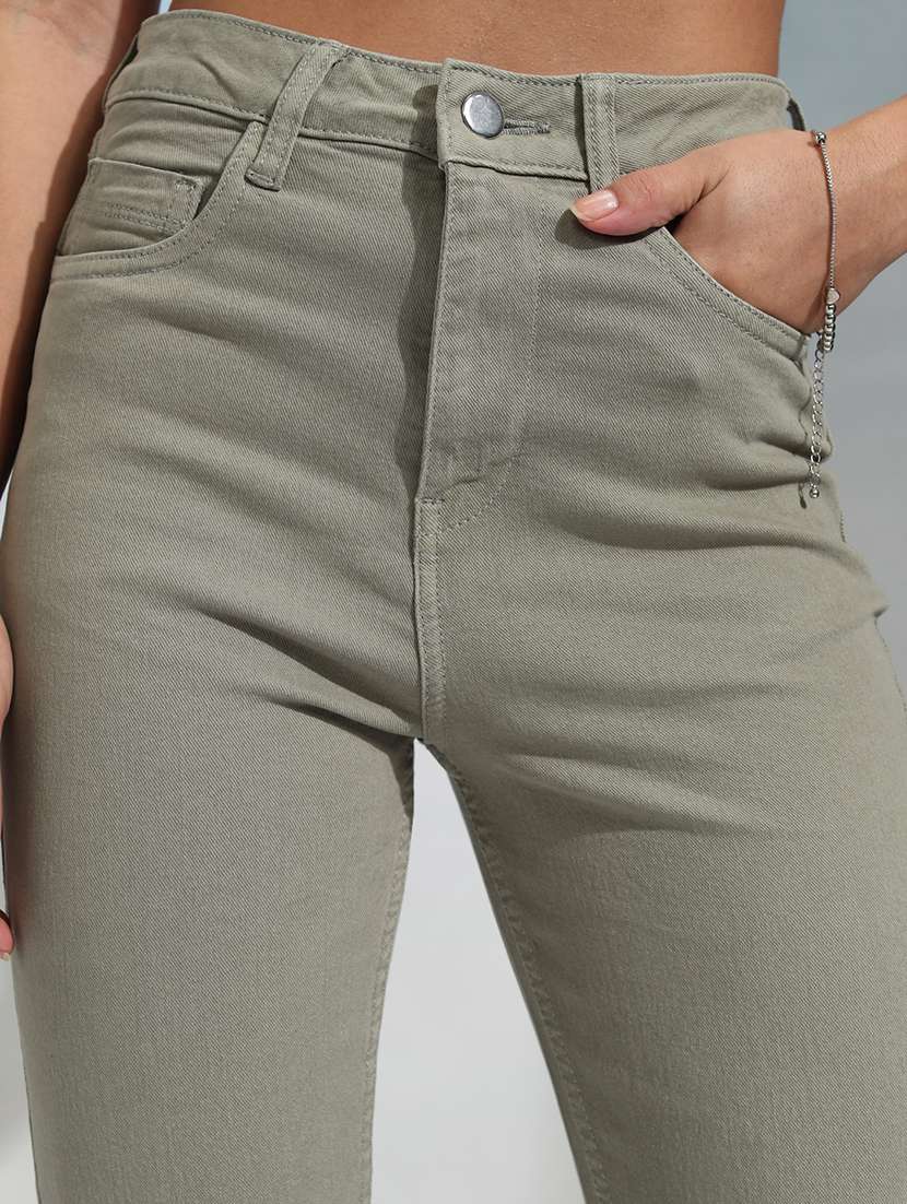 women olive cotton jean - 22462462 -  Standard Image - 1