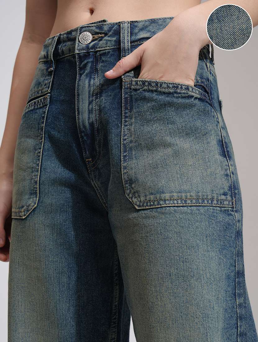 women blue cotton jean - 22462481 -  Standard Image - 1