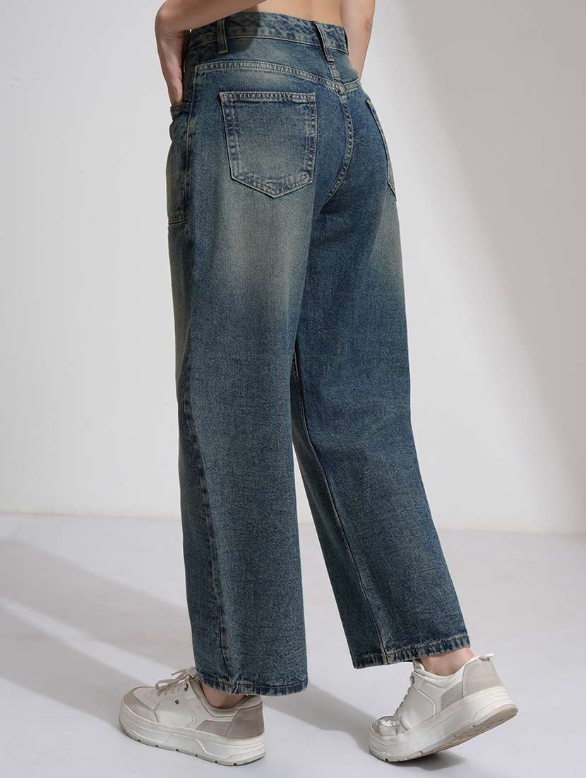 women blue cotton jean - 22462481 -  Standard Image - 4