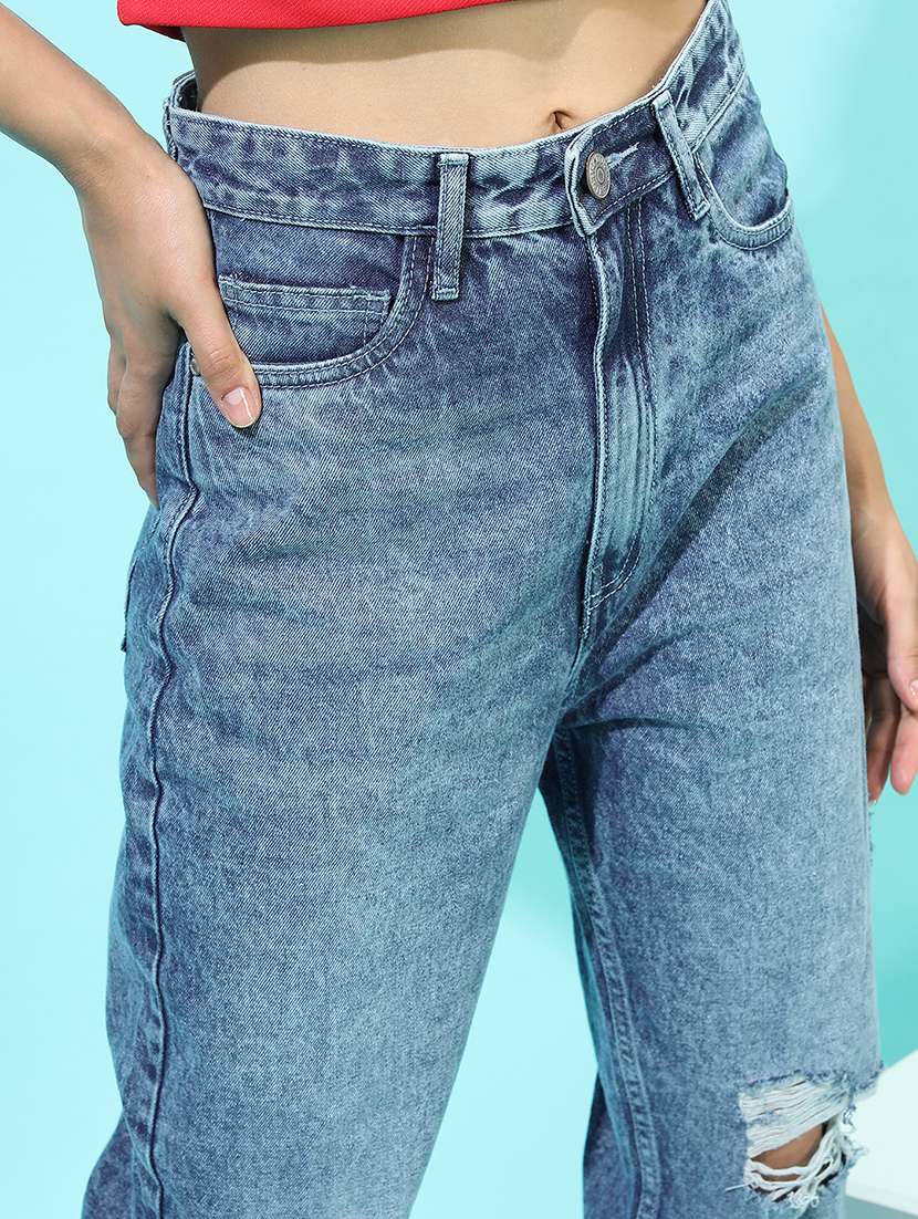 women blue cotton jean - 22462519 -  Standard Image - 1