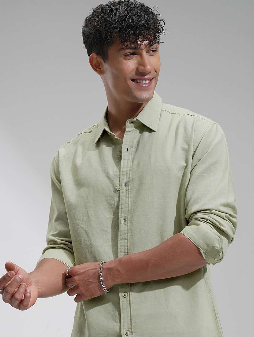 men solid long sleeve regular fit casual shirt - 22462550 -  Standard Image - 1