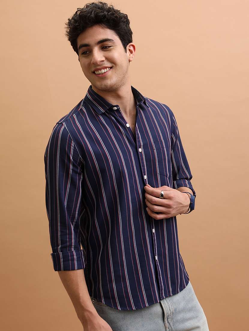 men striped long sleeve regular fit casual shirt - 22462560 -  Standard Image - 1