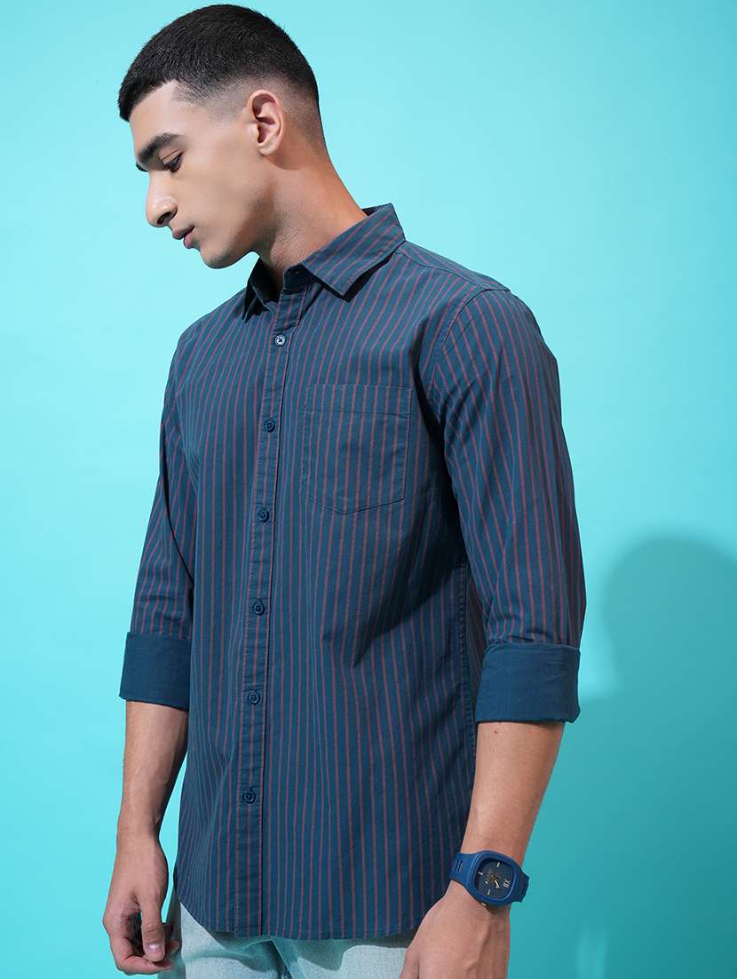men striped long sleeve regular fit casual shirt - 22462576 -  Standard Image - 1