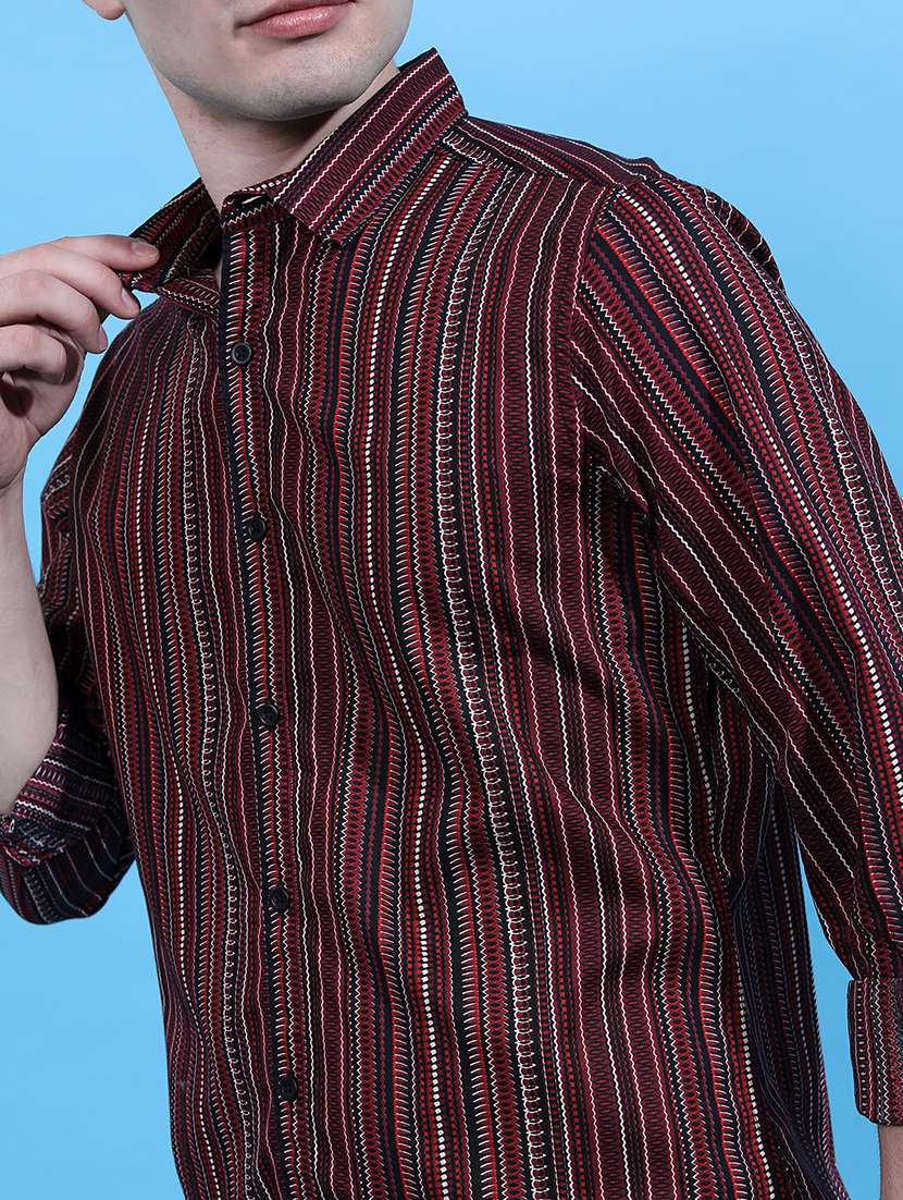 men striped long sleeve regular fit casual shirt - 22462598 -  Standard Image - 1