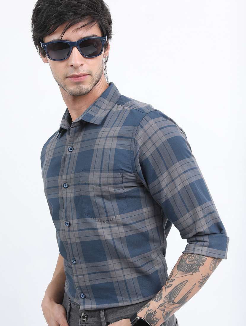 men checkered long sleeve regular fit casual shirt - 22462604 -  Standard Image - 1