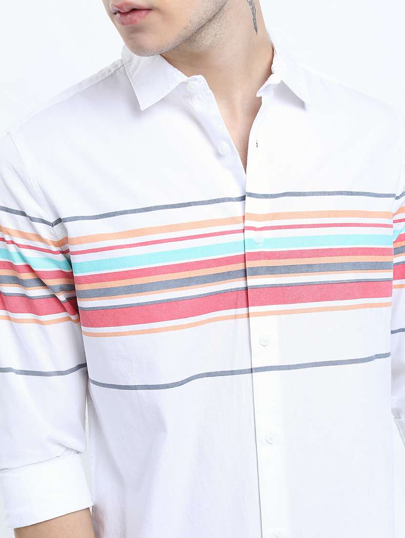 men striped long sleeve regular fit casual shirt - 22462619 -  Standard Image - 1