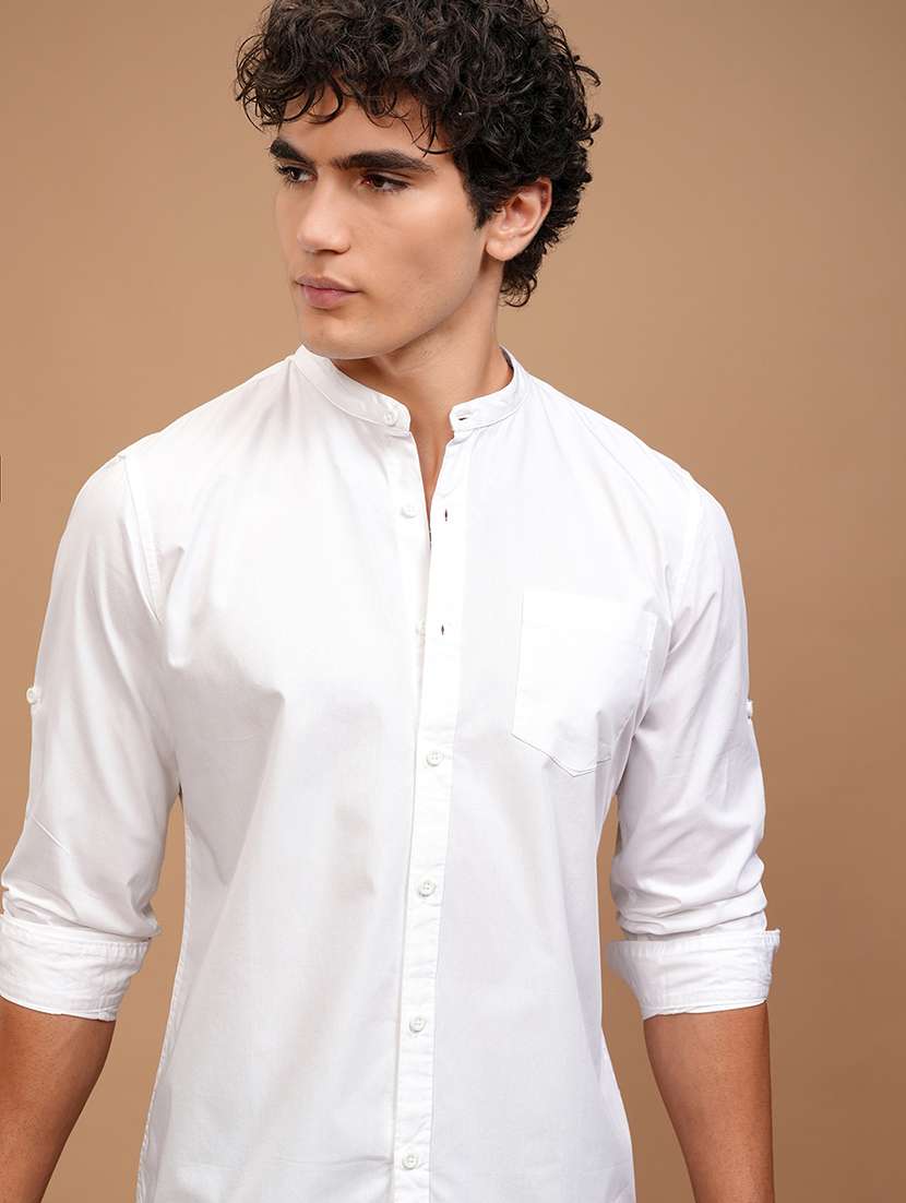 men solid long sleeve regular fit casual shirt