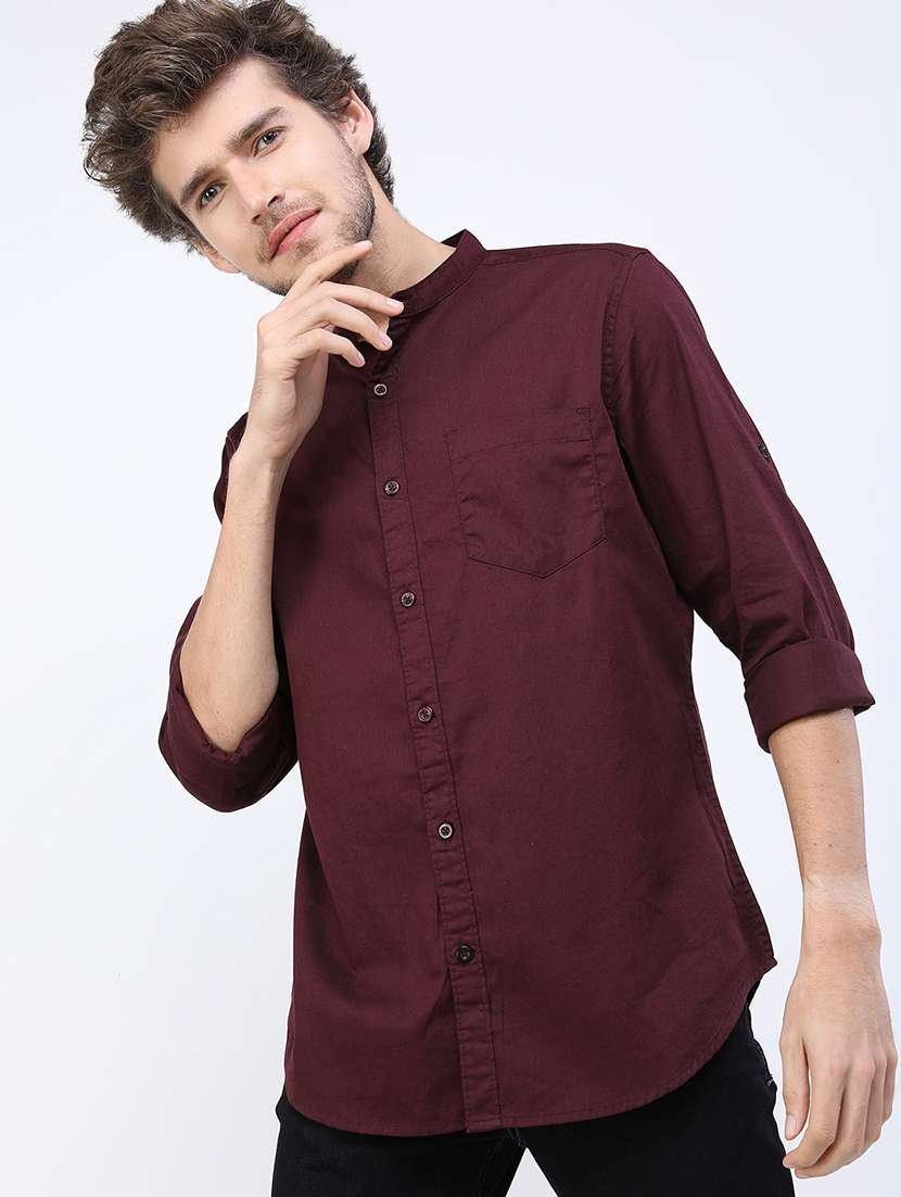 men solid long sleeve regular fit casual shirt
