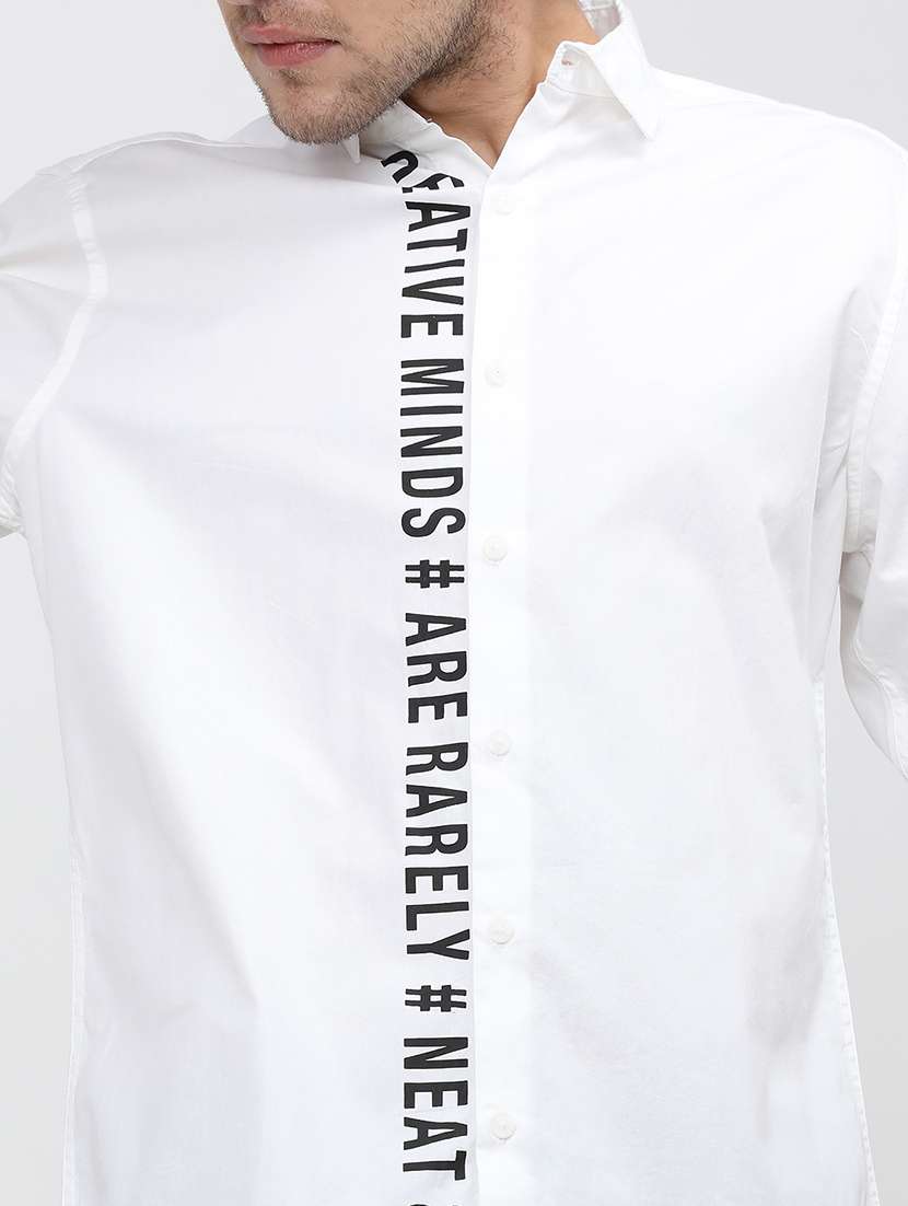 men typographic long sleeve regular fit casual shirt - 22462633 -  Standard Image - 1