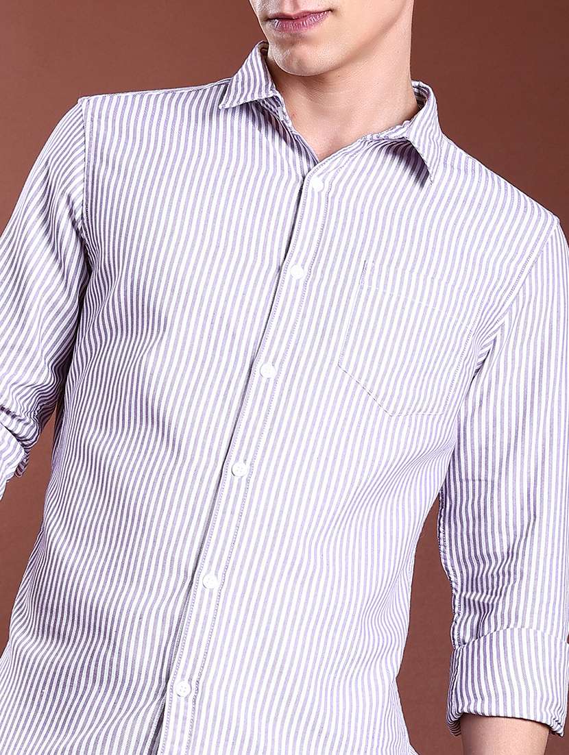 men striped long sleeve regular fit casual shirt - 22462639 -  Standard Image - 1