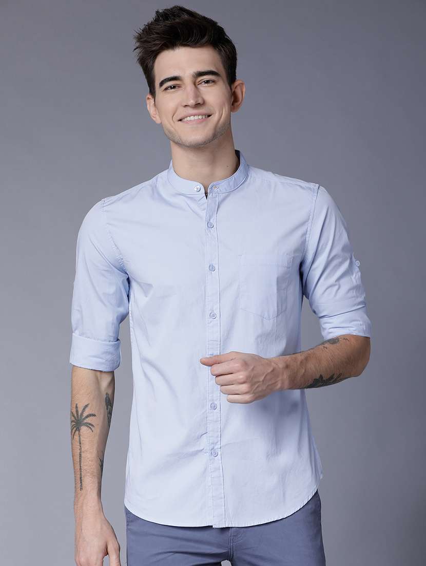 men solid long sleeve regular fit casual shirt