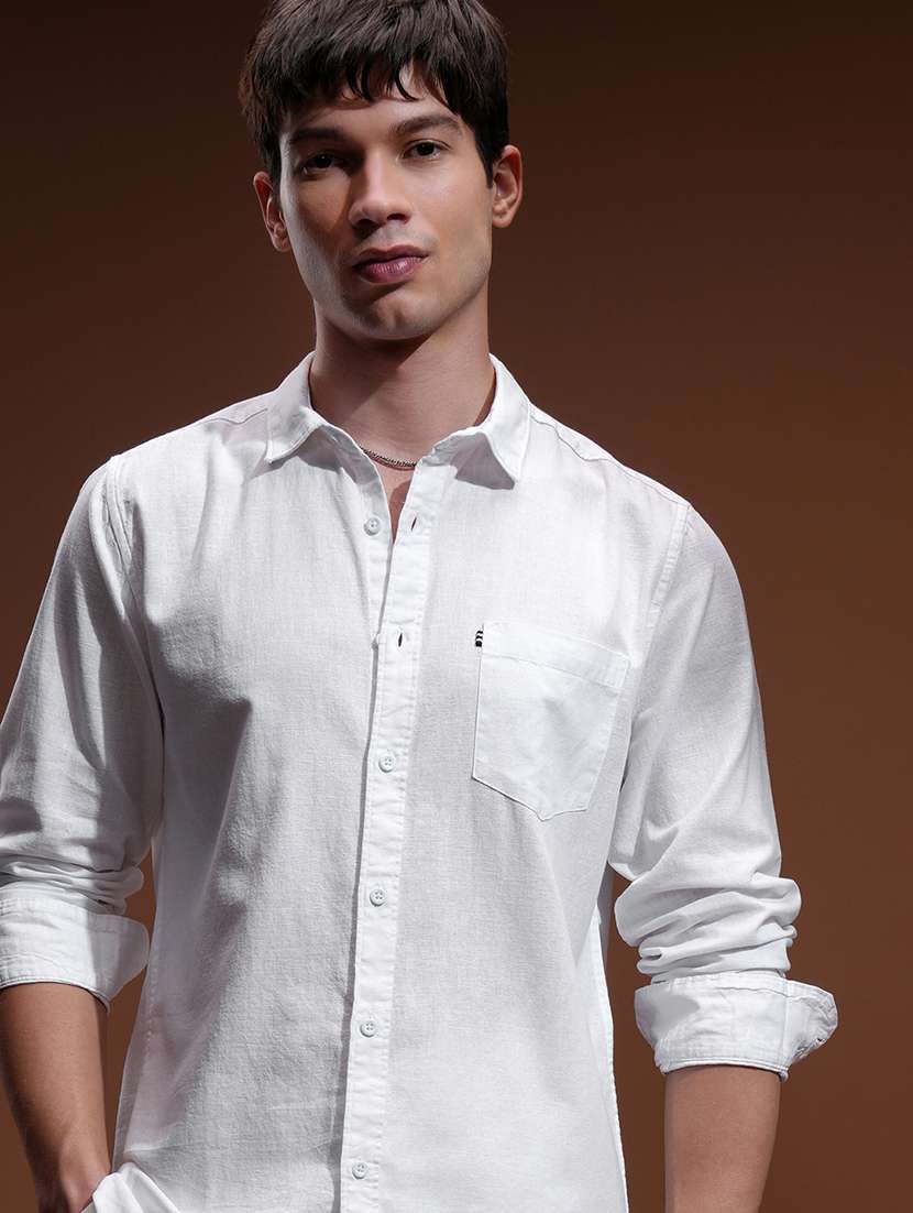 men solid long sleeve regular fit casual shirt