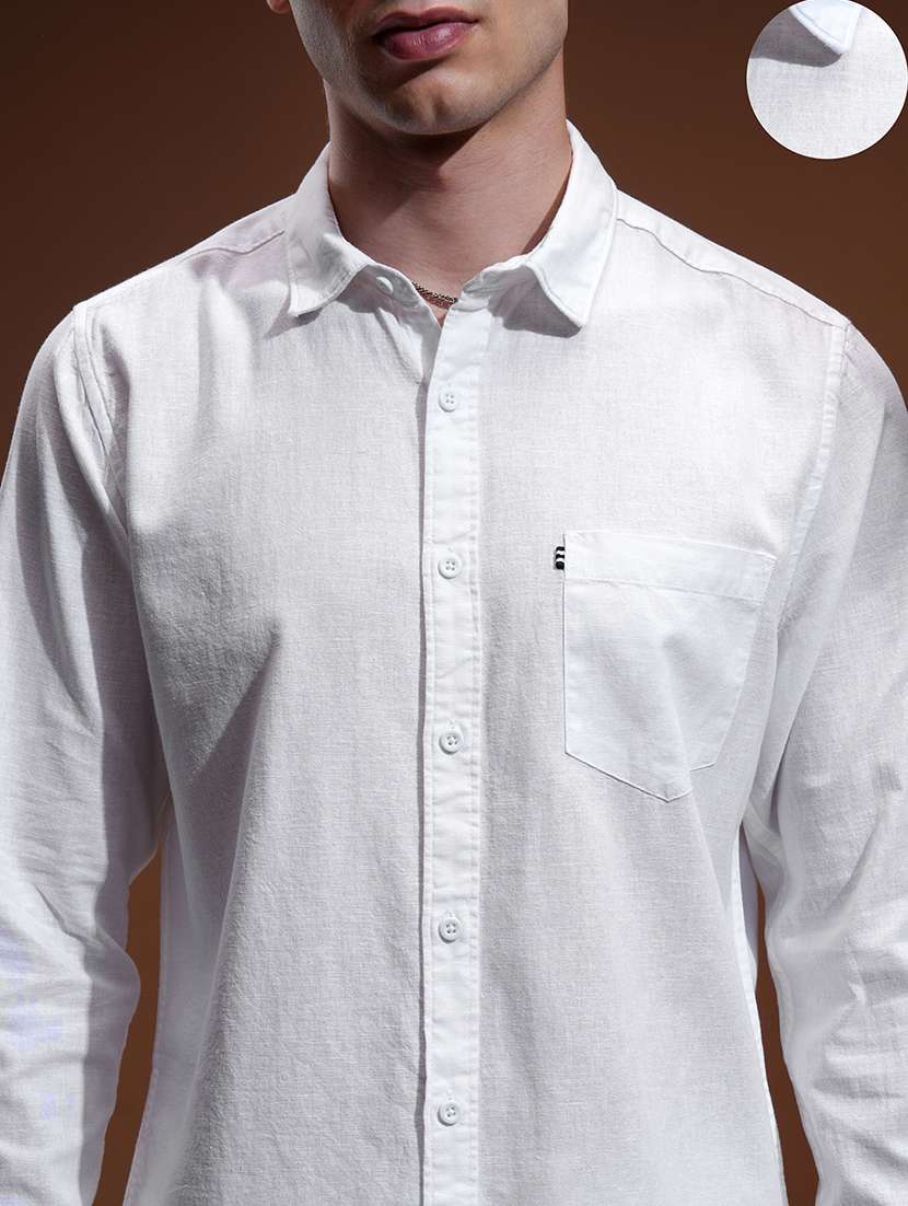 men solid long sleeve regular fit casual shirt - 22462649 -  Standard Image - 1