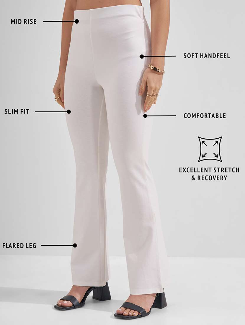 Women Solid Mid Rise Bootcut Trouser - 22462662 -  Standard Image - 4