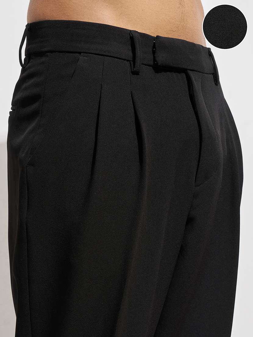 men solid mid rise pleated casual trouser - 22462669 -  Standard Image - 1