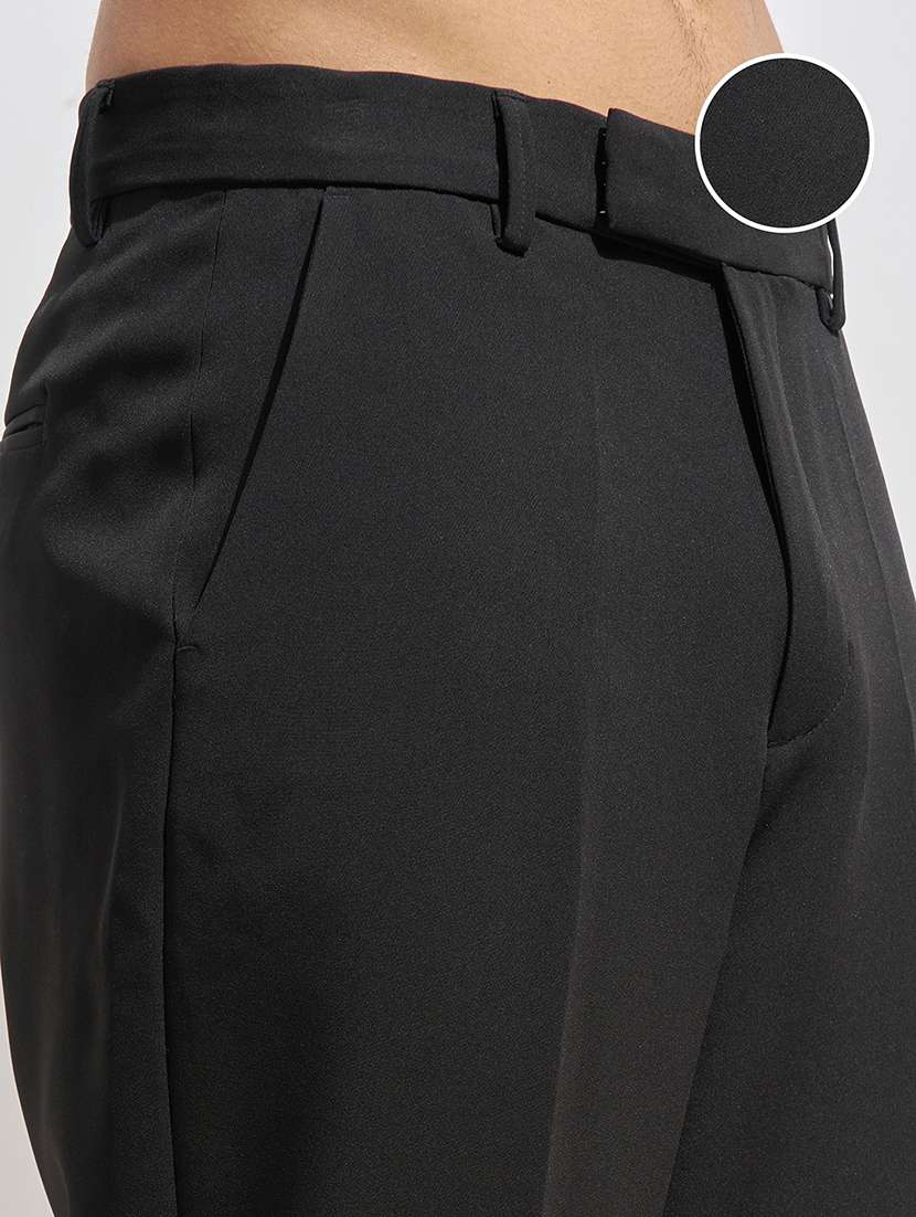 men solid mid rise flat front casual trouser - 22462671 -  Standard Image - 1