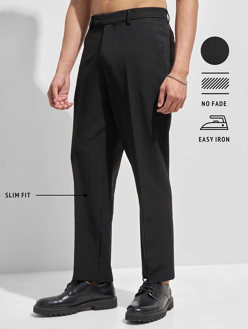 men solid mid rise flat front casual trouser - 22462671 -  Standard Image - 4