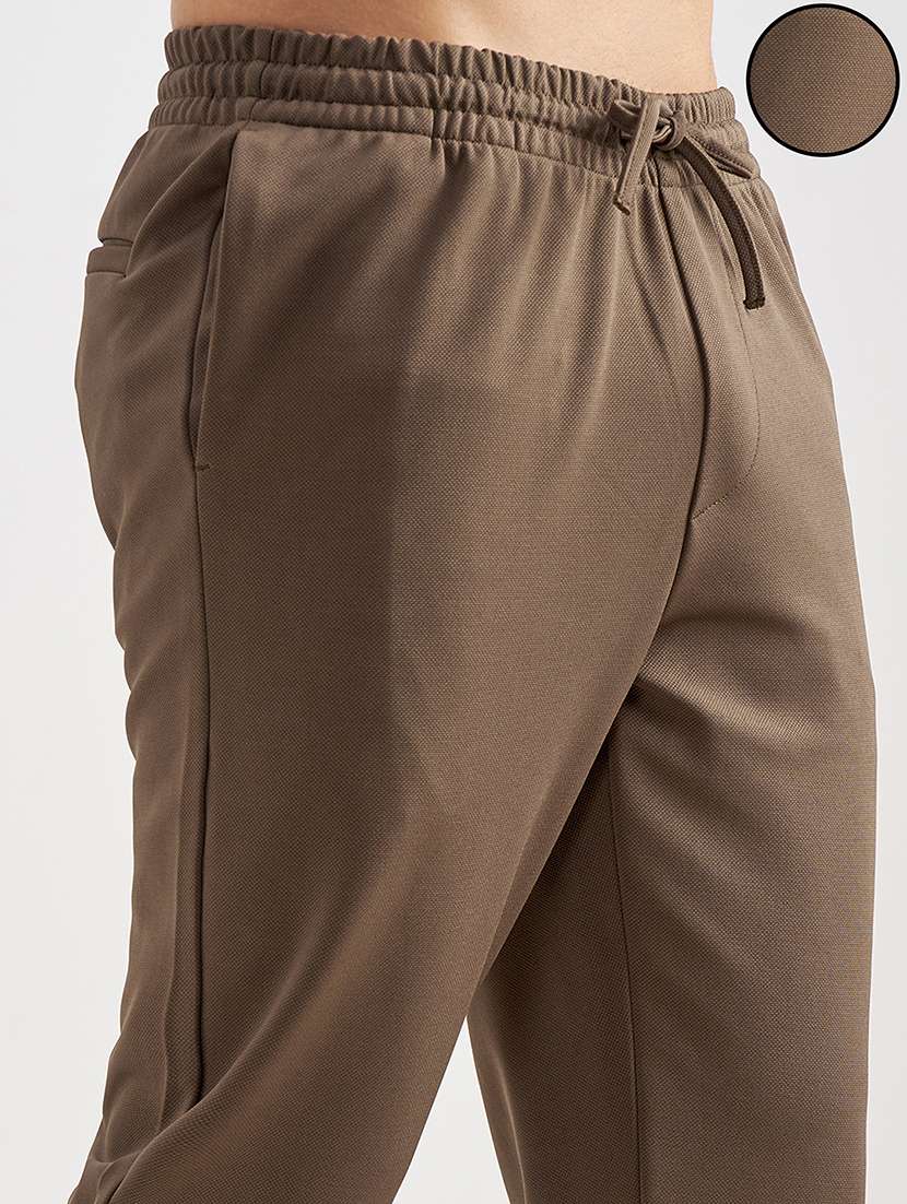 men solid mid rise flat front casual trouser - 22462672 -  Standard Image - 1