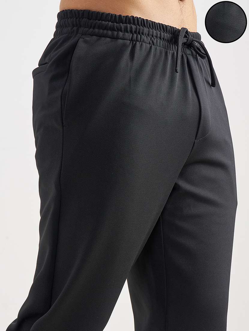 men solid mid rise flat front casual trouser - 22462673 -  Standard Image - 1