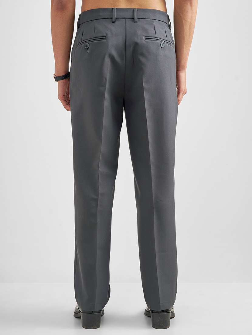 men grey polyester pleated casual trouser - 22462676 -  Standard Image - 4