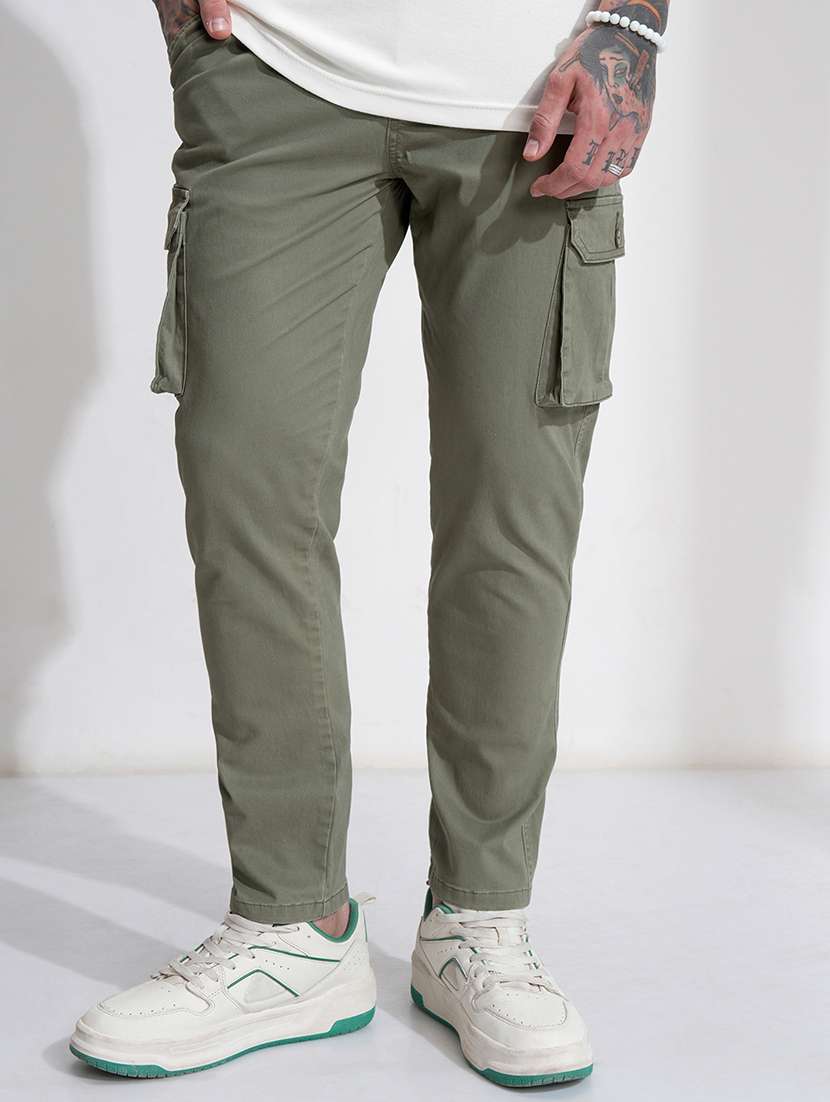 men cotton pleated casual trouser