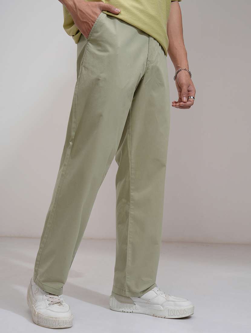 men brown cotton pleated casual trouser - 22462702 -  Standard Image - 1