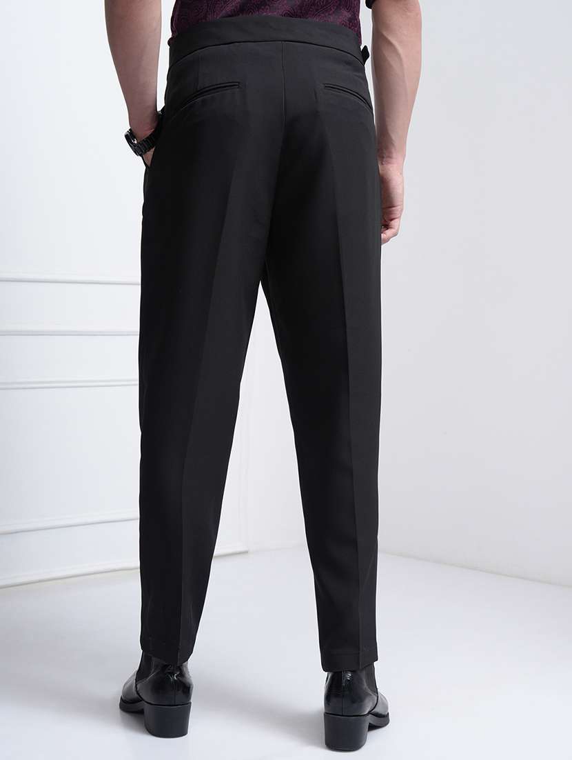 men black polyester pleated casual trouser - 22462704 -  Standard Image - 4