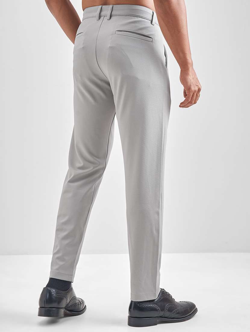 men grey polyester pleated casual trouser - 22462710 -  Standard Image - 4