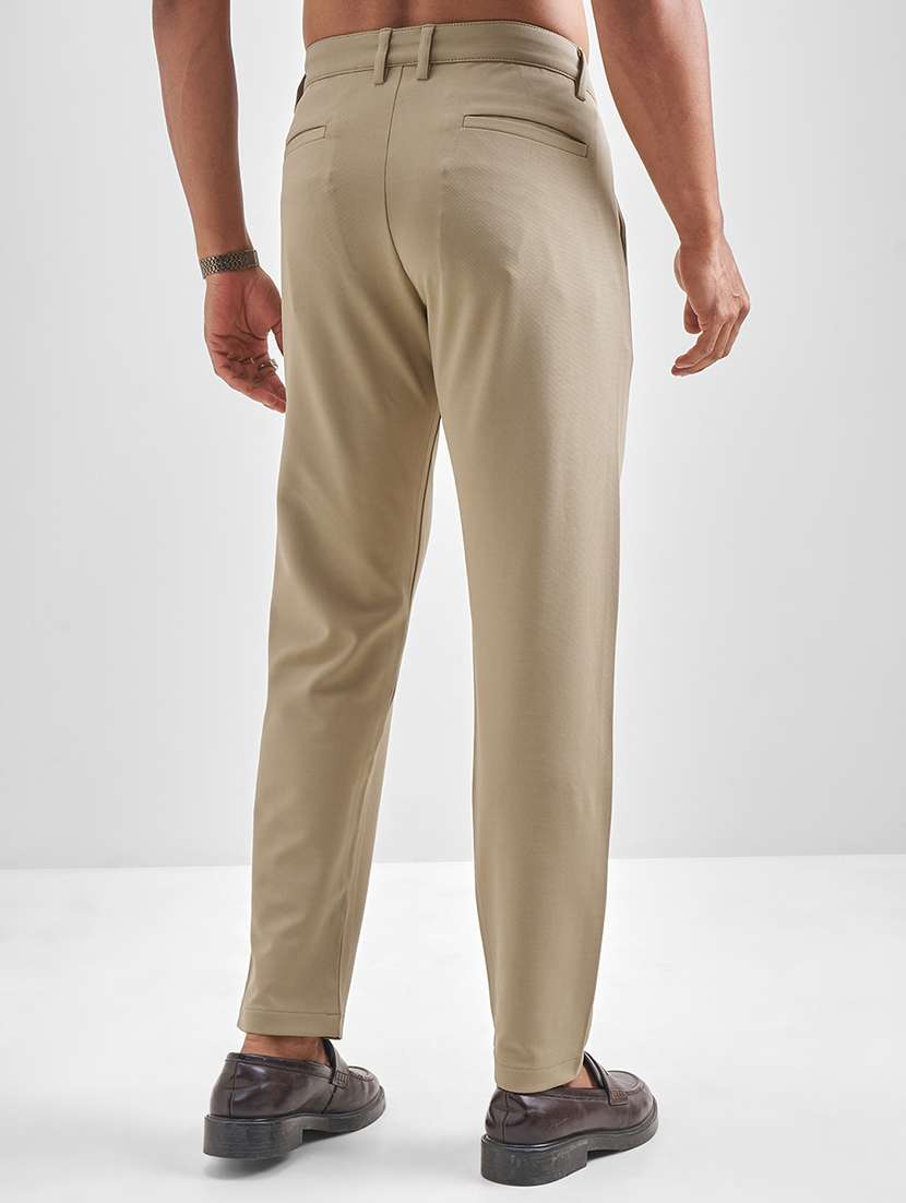 men trousers beige solids regular fit casual wear - 22462713 -  Standard Image - 4