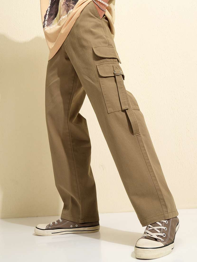 men green cotton cargo trousers casual wear - 22462722 -  Standard Image - 1