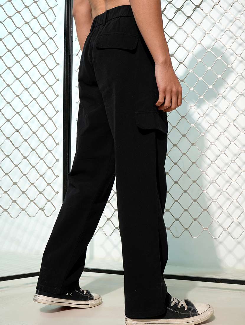 men black cotton pleated casual trouser - 22462729 -  Standard Image - 4