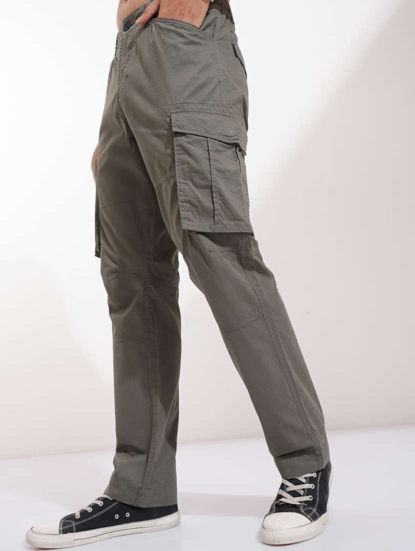 men grey cotton pleated casual trouser - 22462742 -  Standard Image - 1